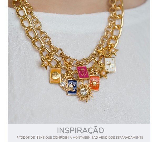 Pingente Lua Ouro com Azul 21mm