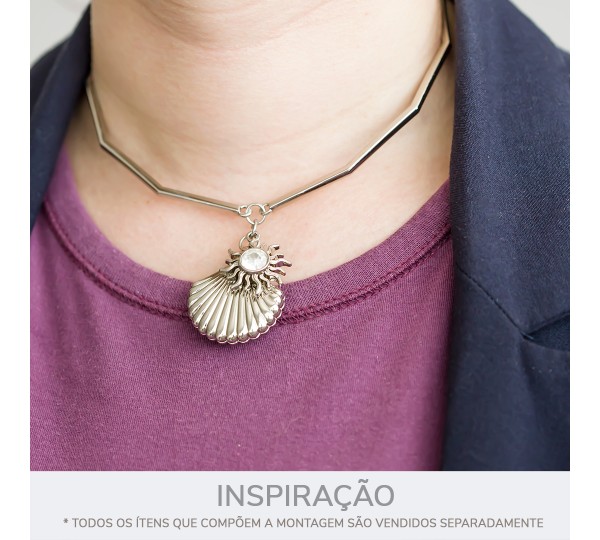Pingente Sol Níquel com Strass 27mm