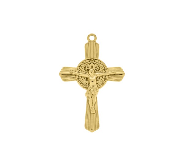 Pingente Crucifixo São Bento Ouro 51mm