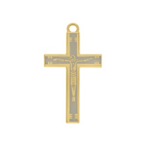 Pingente Cruz Ouro com Jesus Gravado a Laser 39mm