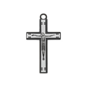 Pingente Cruz Ouro com Jesus Gravado a Laser 39mm