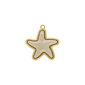 Pingente Estrela-do-Mar Ouro com Acrílico Pérola 34mm