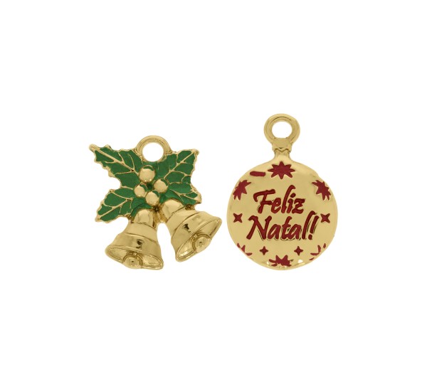 Conjunto Pingentes Natal Ouro