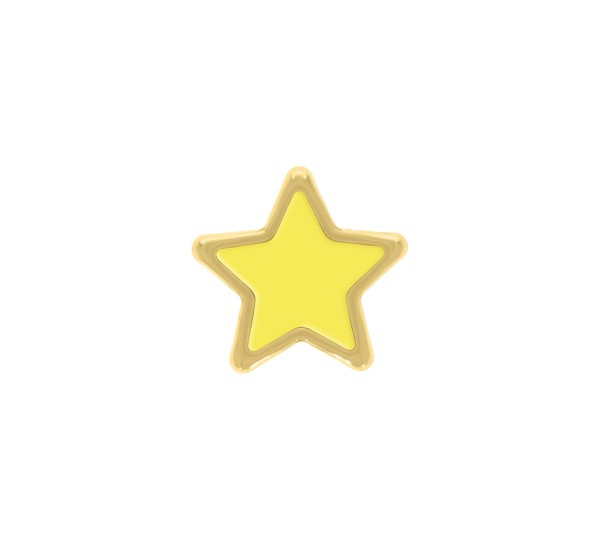 Passador Estrela Ouro com Resina Amarela 16mm