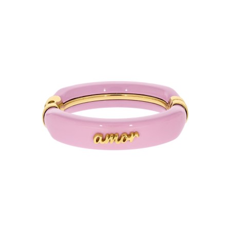 Bracelete Acrílico Amor Dourado com Rosa 78mm