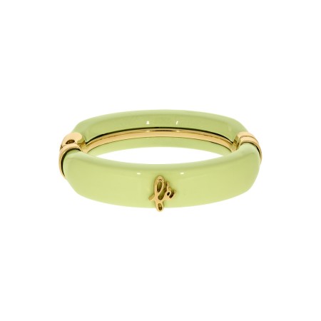 Bracelete Acrílico Fé Dourado com Verde Lima 78mm