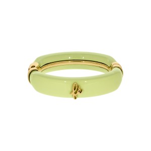 Pulseira Fé Ouro com Acrílico Verde Lima Suave 78mm