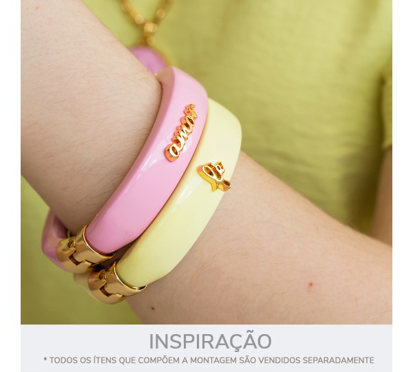 Pulseira Fé Ouro com Verde Lima 78mm