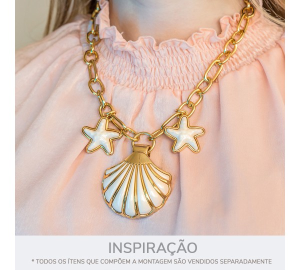 Pingente Estrela-do-Mar Ouro com Pérola 34mm