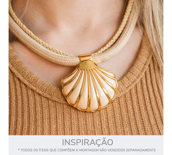 Pingente Concha do Mar Ouro com Aplique Pérola 29mm