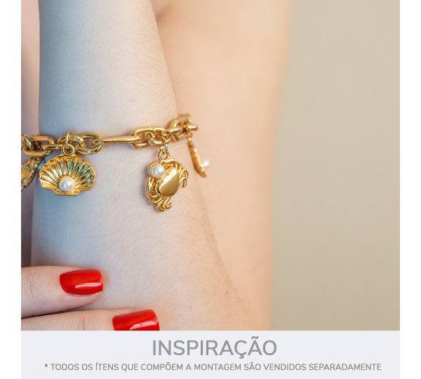 Pingente Caranguejo Ouro com Pérola 18mm