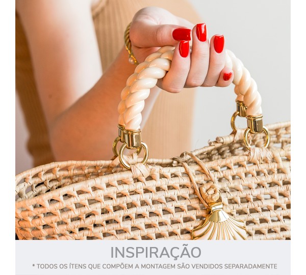 Alça para Bolsa Perolizado com Ponteira Ouro 135mm