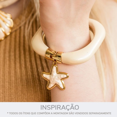 Bracelete Quadrado Dourado com Pérola 78mm