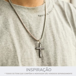 Pingente Cruz Ouro com Jesus Gravado a Laser 39mm