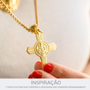 Pingente Cruz São Bento Ouro 51mm