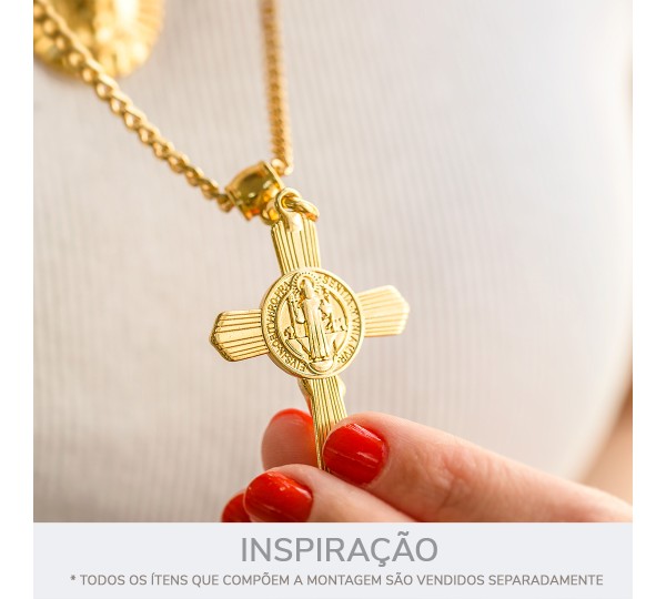 Pingente Crucifixo São Bento Ouro 51mm