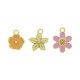 Conjunto Pingentes Flores Ouro com Resina Colorida