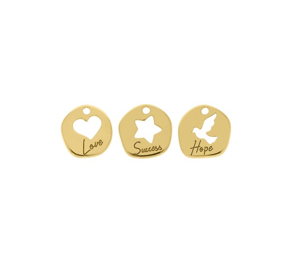 Conjunto Pingentes Desejos Ouro 18mm