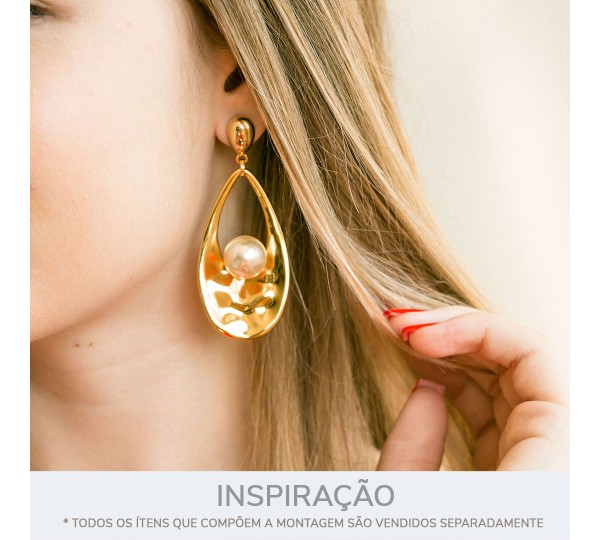 Pingente Orgânico Ouro com Pérola 55mm