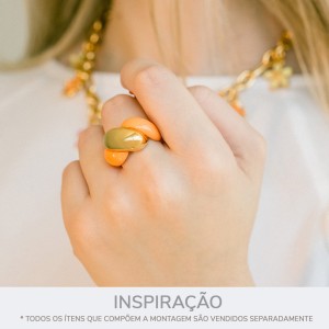 Anel de Corda Laranja com Ouro Abertura 18mm