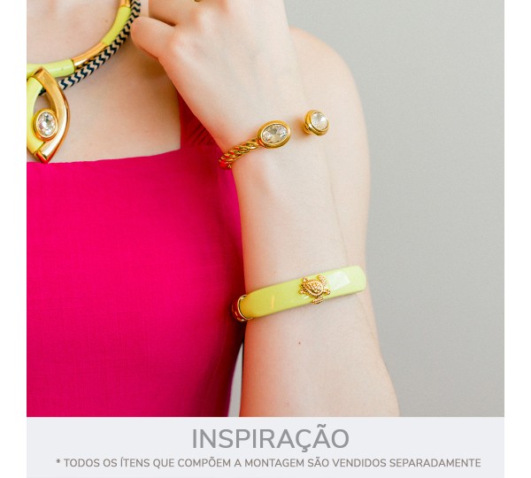 Pulseira Tartaruga Ouro com Verde Lima 78mm