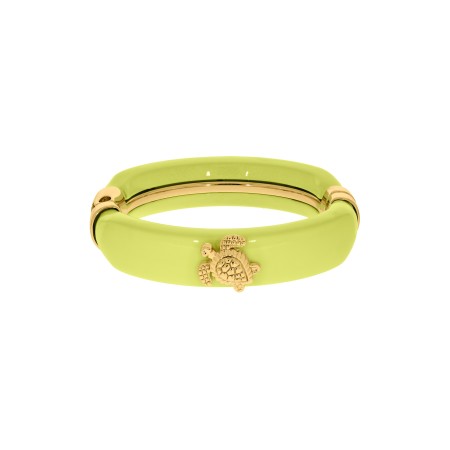 Bracelete Acrílico Verde Lima com Dourado 78mm
