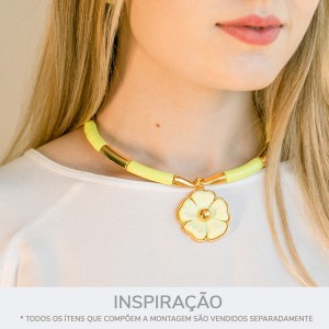 Base para Colar Ouro com Aplique Verde Lima Intense 123mm