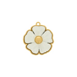 Pingente Flor Ouro com Off White 41mm