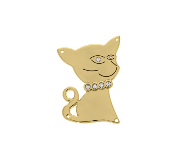 Pingente Gato Ouro com Strass 59mm