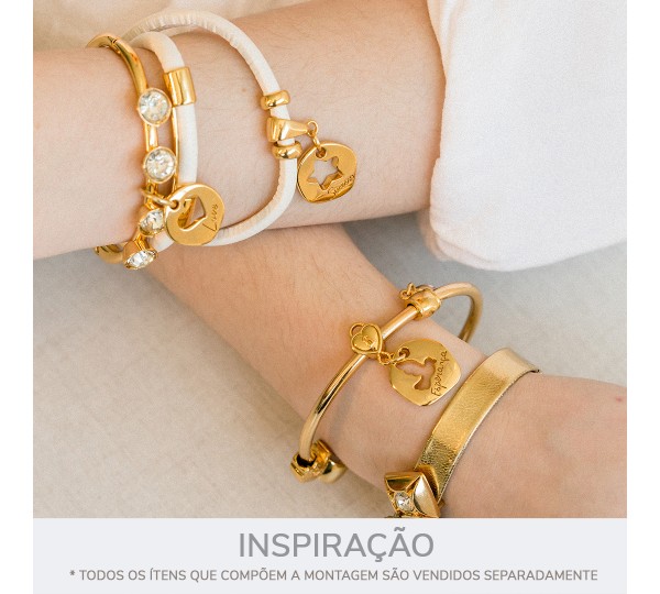 Berloque Coração Cadeado com Argola Ouro 12mm
