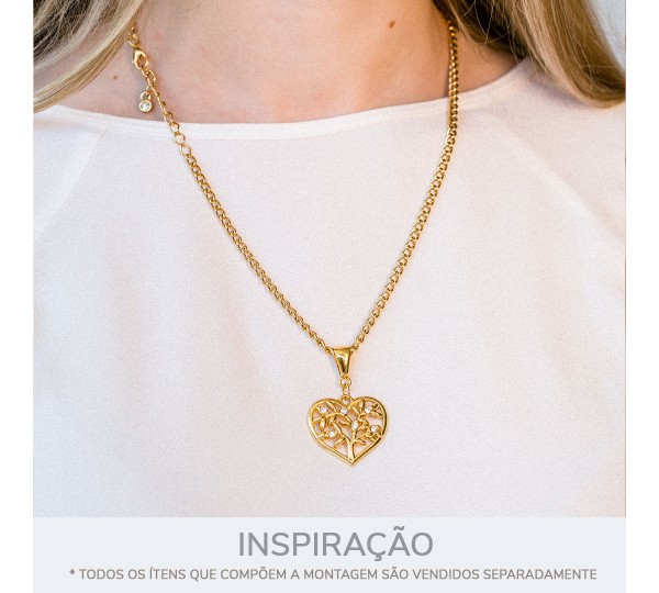 Pingente Ouro com Strass 8mm