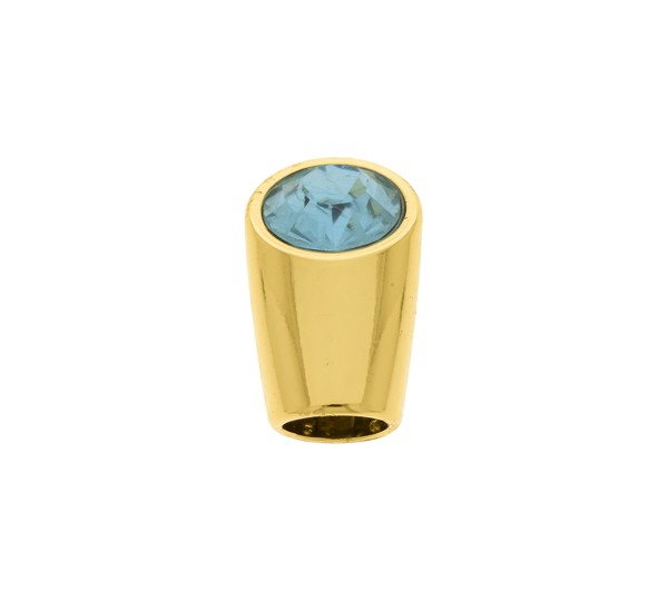 Ponteira Ouro com Strass Azul 18mm