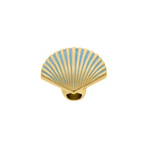 Ponteira Concha Ouro com Resina Azul 27mm