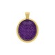 Pingente Medalha Oval Ouro com Glitter Violeta 45mm