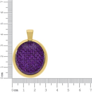 Pingente Medalha Oval Ouro com Glitter Violeta 45mm