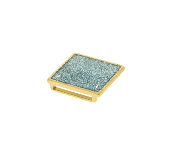 Passador Ouro com Glitter Azul 26mm