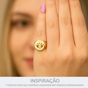 Anel Olho Grego Ouro com Strass Abertura 16mm