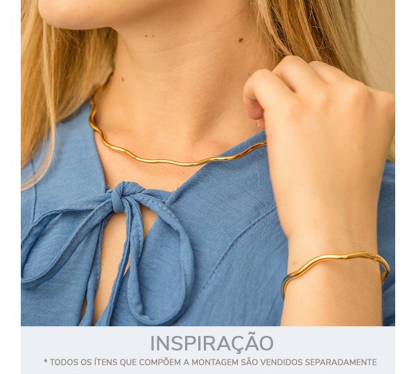 Pulseira Ondulada Ouro 66mm