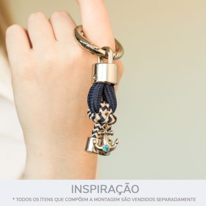 Pingente Âncora Níquel com Strass Azul 22mm