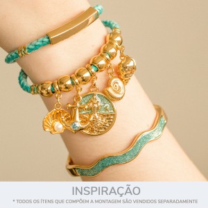 Pingente Âncora Ouro com Strass Azul 22mm