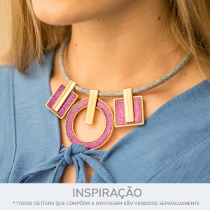 Pingente Argola Ouro com Glitter Violeta 48mm