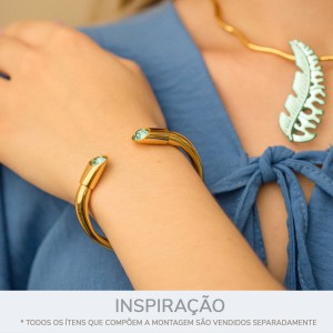 Ponteira Ouro com Strass Azul 18mm