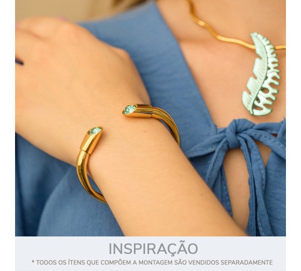 Ponteira Ouro com Strass Azul 18mm