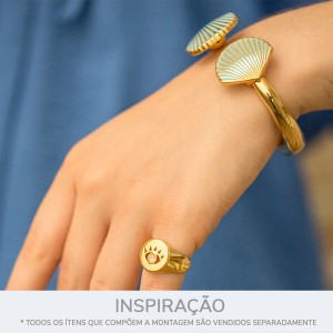 Ponteira Concha Ouro com Resina Azul 27mm