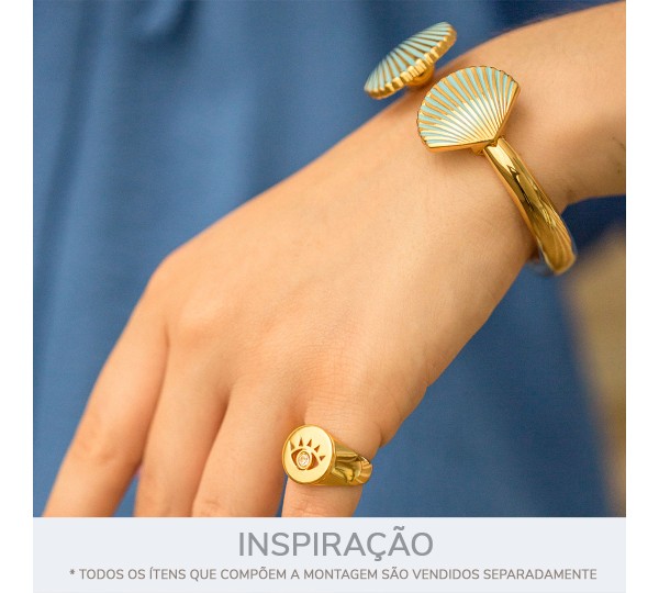 Ponteira Concha Ouro com Azul 27mm