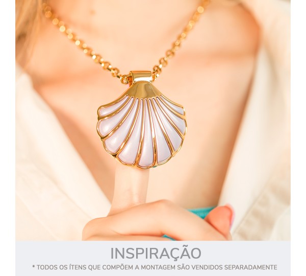 Pingente Concha do Mar Ouro com Lilás 29mm