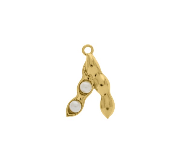 Pingente Soja Ouro com Pérola 31mm