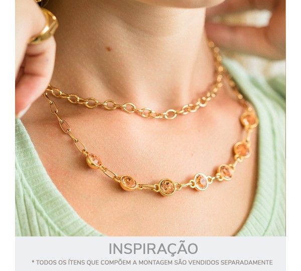 Pingente com Duas Saídas Ouro com Strass 18mm