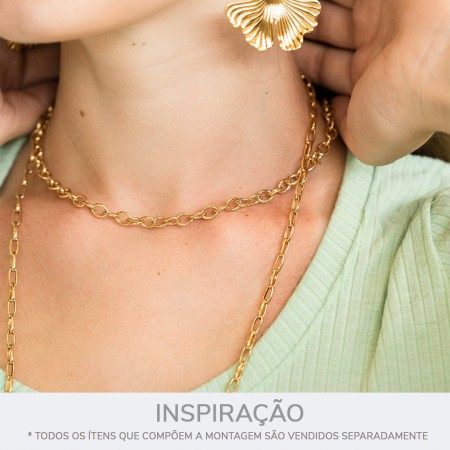 Corrente Elo Americano Dourado 6mm