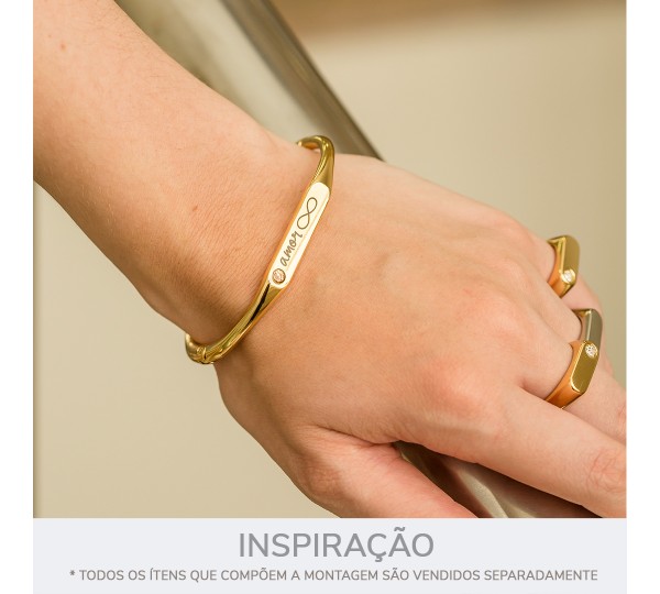 Pulseira Amor Infinito Ouro com Strass 69mm